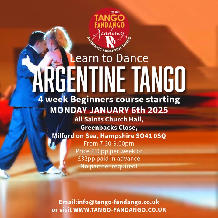 Argentine Tango at the All Saints Church Hall, Mondays, Milford on Sea