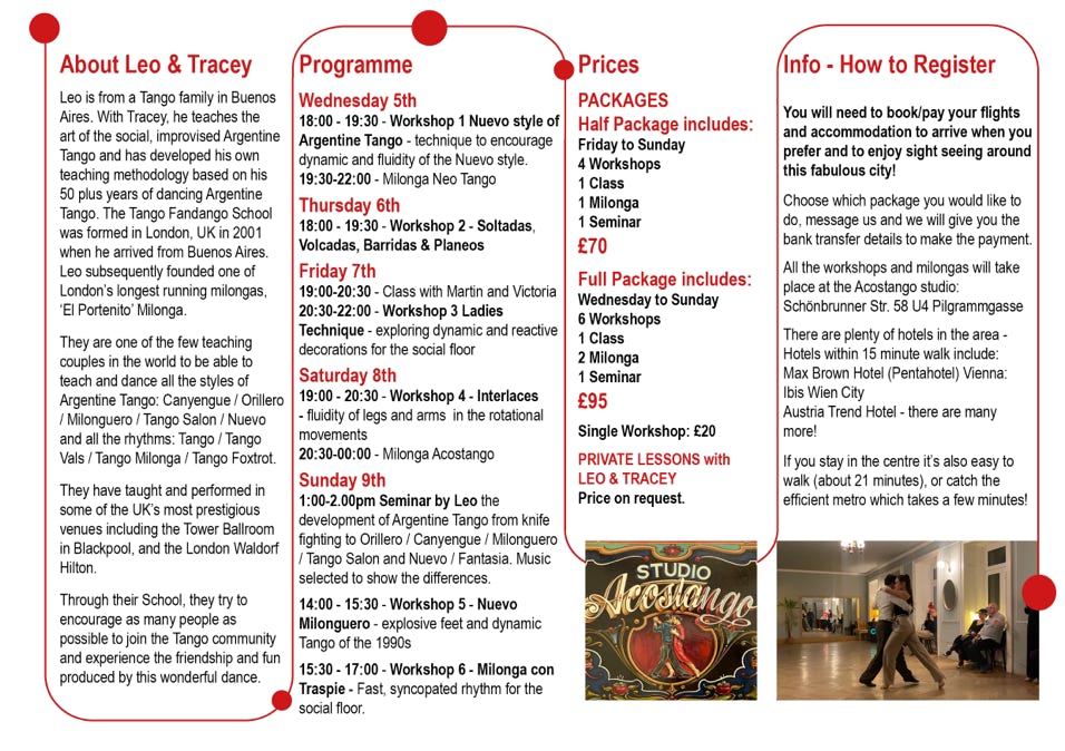 Tango in Vienna programme