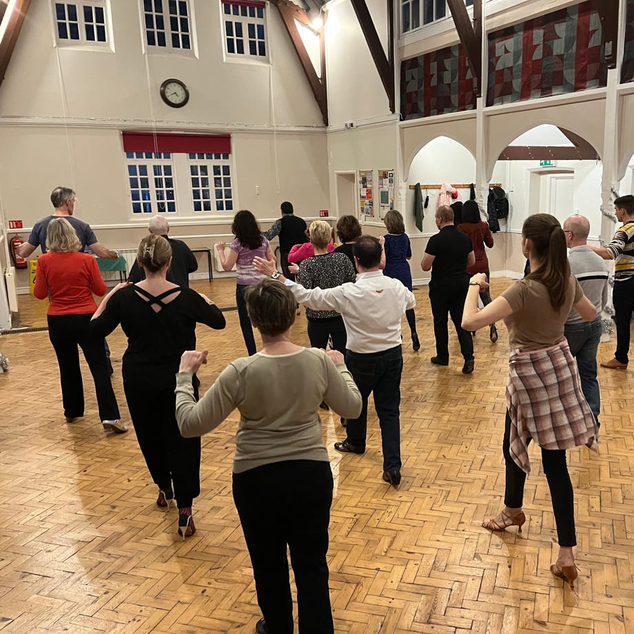 Students of Tango Fandango in the West Cliff Baptist Church during a lesson